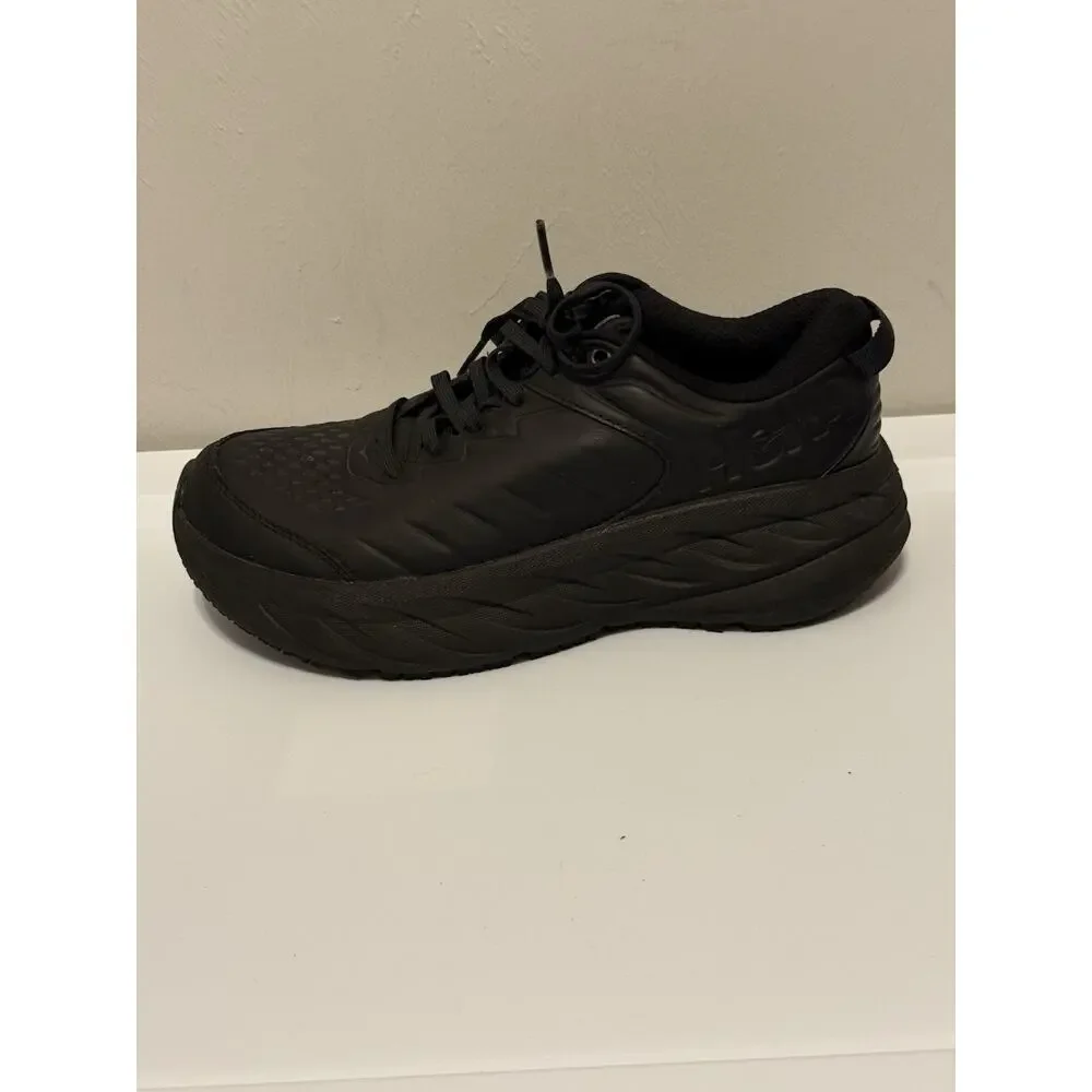 Hoka One One Bondi SR 1110521 BBLC Women's Size US 9 Black Leather Sneakers